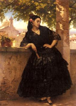 尤金 皮埃爾 弗朗索瓦 吉羅 A Spanish Beauty With A Fan 尤金 皮埃爾 弗朗索瓦 吉羅 A Spanish Beauty With A Fan